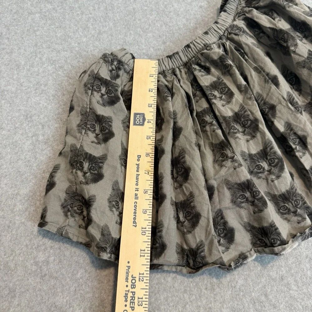Gap Kids Girls Cat Kitten Face Print Full Skirt Gray Black Elastic Waist Size 8